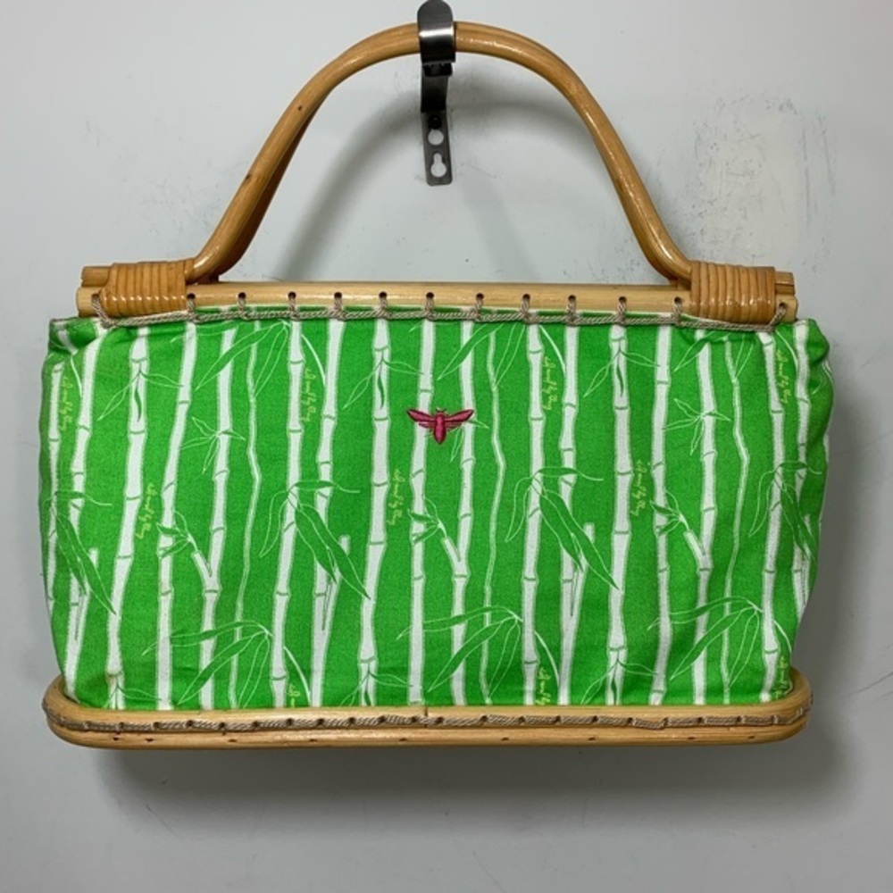 Buzz By Jane Fox Green Bamboo Trim Lined Purse